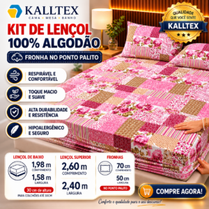 Jogo de lençóis 100% algodão, estampados com costura invisível, tamanho Queen, 4 peças - PROMOÇÃO